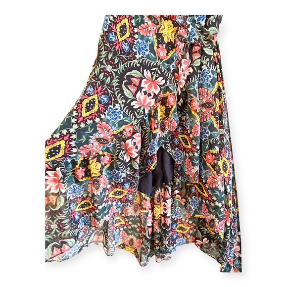 Rebecca Minkoff Jessica Ruffle Floral Midi Wrap Dress S Black Multicolor NWT - Picture 11 of 16